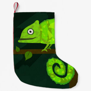 Meia De Natal Pequena Camaleão bonito verde