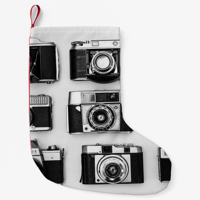 Meia De Natal Pequena Câmeras preto e branco (Frente)