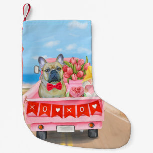 Meia De Natal Pequena Caminhão do Dia dos Namorados do Bulldog Francês