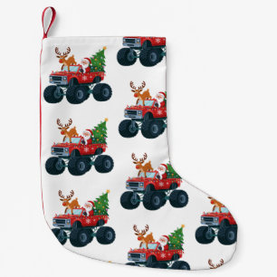 Meia De Natal Pequena Caminhão Monstro Papai Noel Rena de Natal Árvore d