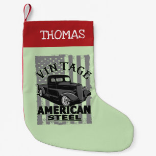 Meia De Natal Pequena Caminhão Vintage American Steel Classic