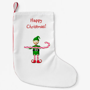Meia De Natal Pequena Candy Cane Elf de Natal