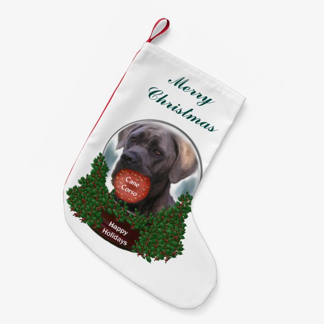 Meia De Natal Pequena Cane Corso Christmas (Frente (Pendurada))