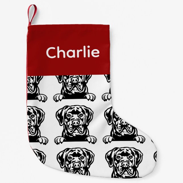 Meia De Natal Pequena Cane Corso dog meias Personalizadas - Put Y (Frente)
