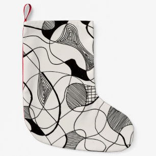 Meia De Natal Pequena Caneta monocromática e esboço de tinta; irregula