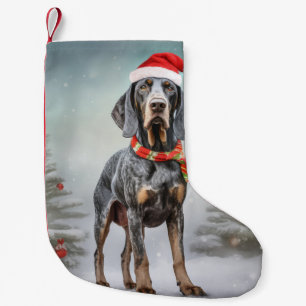 Meia De Natal Pequena Cão Bluetick Coonhound na Neve Natal