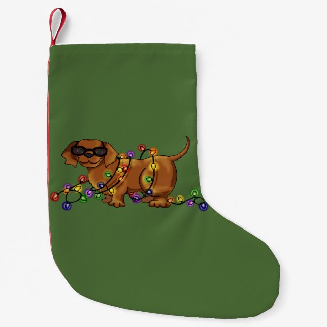 Meia De Natal Pequena Cão brilhante (Frente)