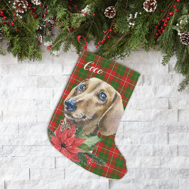 Meia De Natal Pequena Cão de Dachshund com Aquarela Personalizado