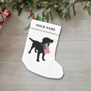 Meia De Natal Pequena Cão preto do laboratório que guardara o Natal da