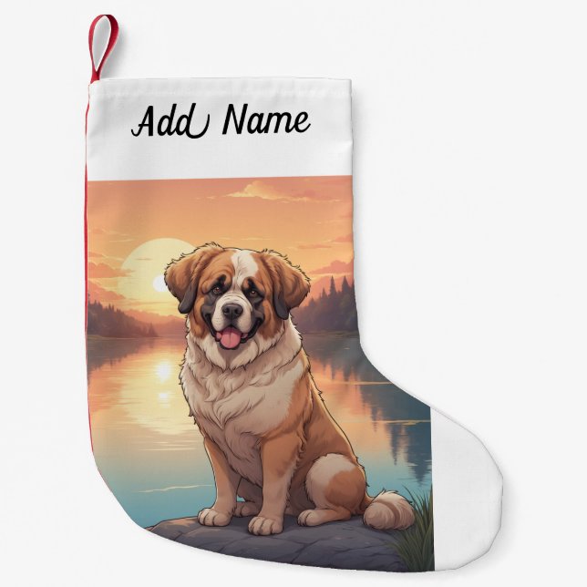 Meia De Natal Pequena Cão São Bernardo (Frente)