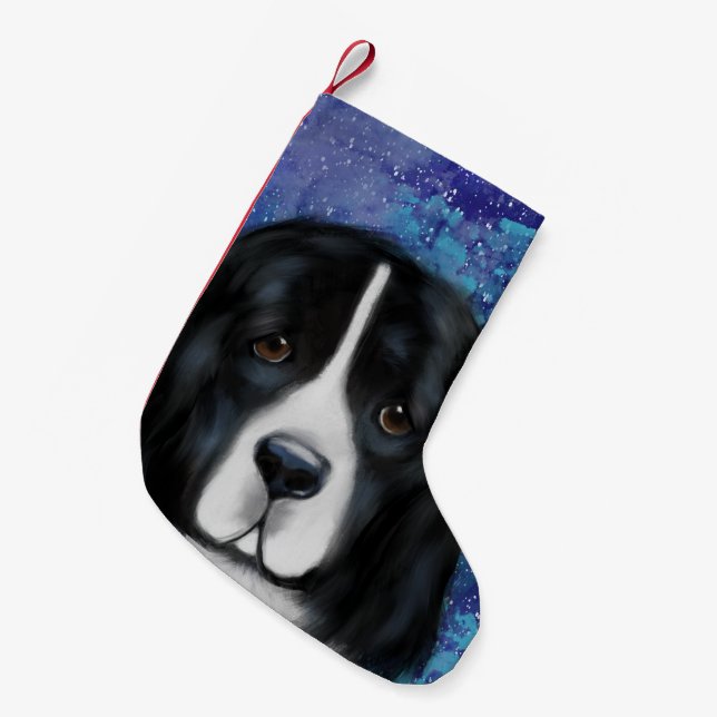 Meia De Natal Pequena Cão Terra Nova (Frente (Pendurada))
