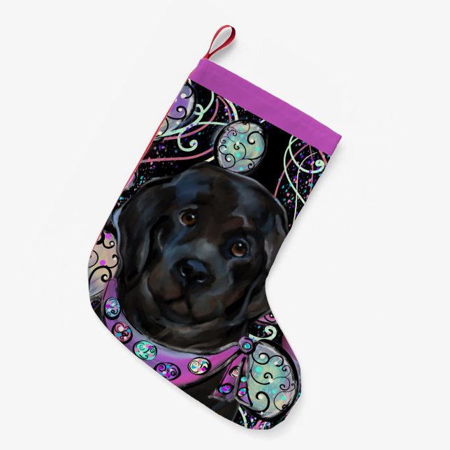 Meia De Natal Pequena Cão Terra Nova   (Frente (Pendurada))