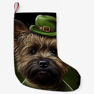 Meia De Natal Pequena Cão Terrier Cairn vestido para o Dia de São Patríc