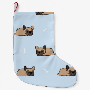 Meia De Natal Pequena Cãozinho-de-bico-francês, bonito, dormindo sem s