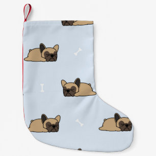 Meia De Natal Pequena Cãozinho de buldogue francês, padrão de sono bonit