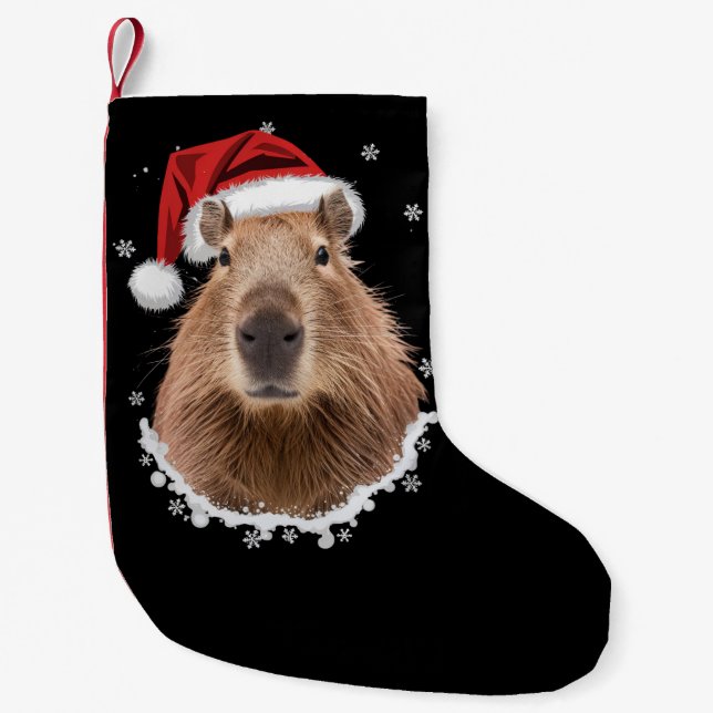 Meia De Natal Pequena Capybara Funny Christmas (Frente)