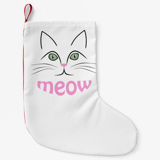 Meia De Natal Pequena Cara de gato (Frente)