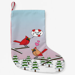 Meia De Natal Pequena Cardinhos de Norte Vermelho Bonito Adoram Paisagem