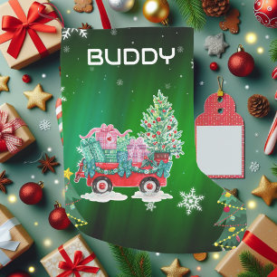 Meia De Natal Pequena Carrinho das Árvores de Natal Verde