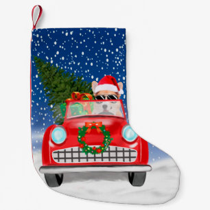 Meia De Natal Pequena Carro Condutor De Cachorros De Corgi No Natal Da N