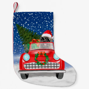 Meia De Natal Pequena Carro Condutor De Cães De Cairn Terrier No Natal D