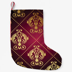 Meia De Natal Pequena Carteira de Vintage do Ornament Dourado Maroon