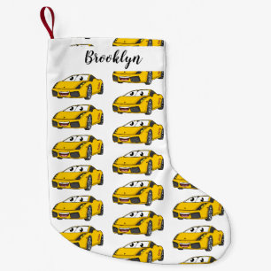 Meia De Natal Pequena Cartografia de carro esportivo amarelo e bonito