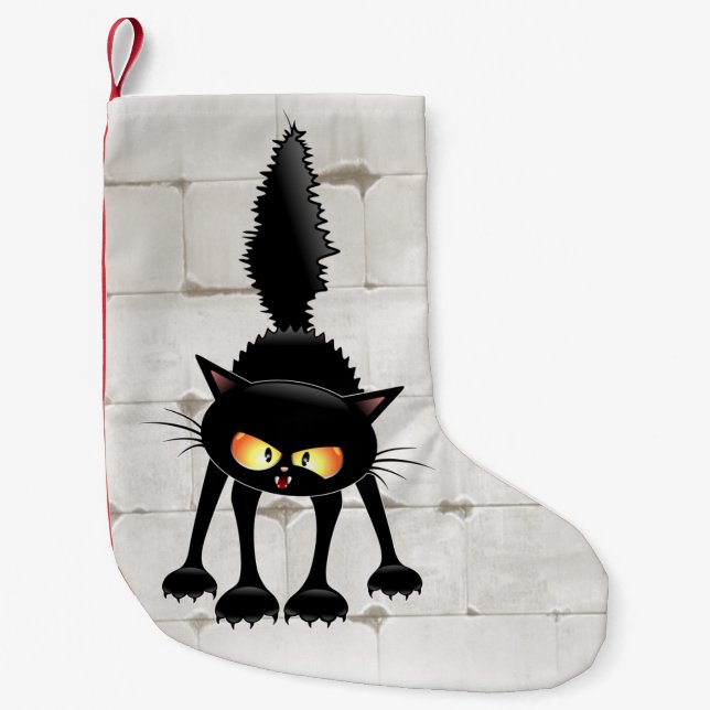 Meia De Natal Pequena Cartografia de Gato Preto, Engraçado (Frente)