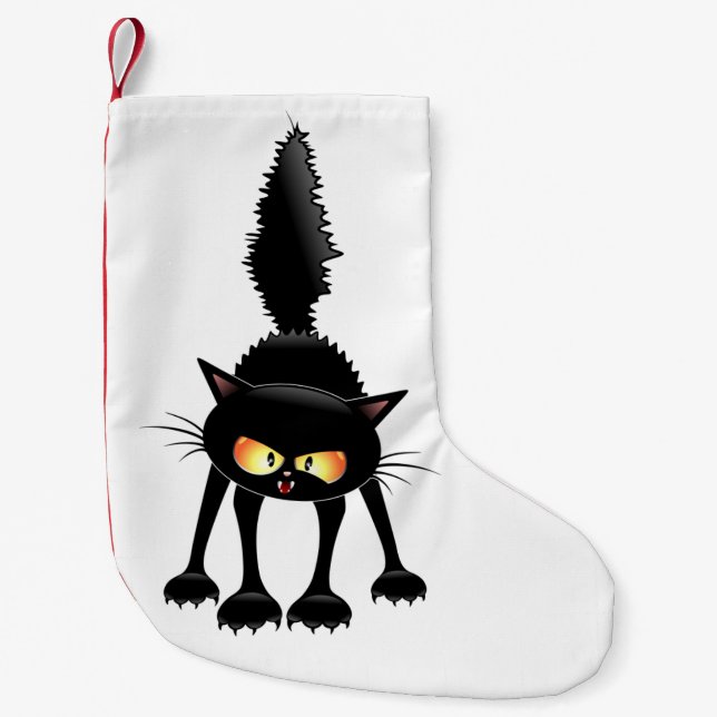 Meia De Natal Pequena Cartografia de Gato Preto, Engraçado (Frente)