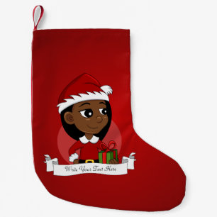 Meia De Natal Pequena Cartografia de menina natalícia afro-americana