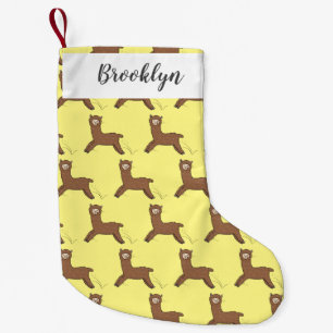 Meia De Natal Pequena Cartoon castanho-branco e bonito