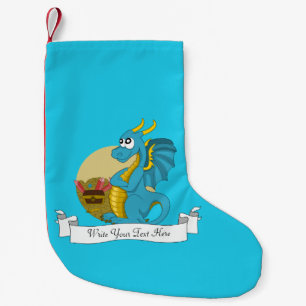 Meia De Natal Pequena Cartoon de dragão azul