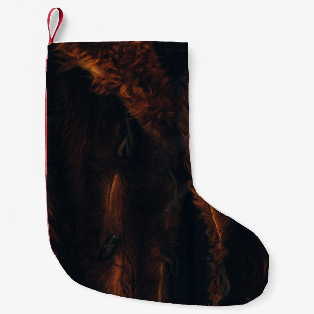 Meia De Natal Pequena Casaco de peles castanhas (Frente)