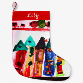 Meia De Natal Pequena Casas Coloridas De Pão De Gengibre Personalizadas