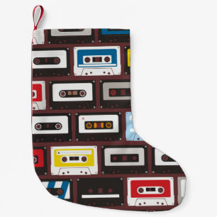 Meia De Natal Pequena Cassetes de áudio Vintage, tela de fundo contínua.