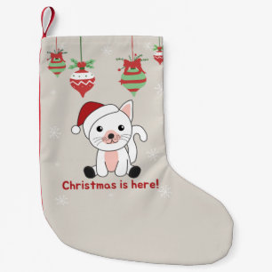 Meia De Natal Pequena Cat Natal Neve Animais de inverno Gatos Pequenos C