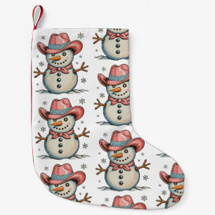 Meia De Natal Pequena Caubói Ocidental Rosa Boneco de Neve Natal Xmas Fe