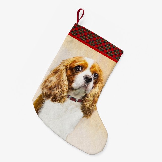 Meia De Natal Pequena Cavalier King Charles Spaniel Original (Frente (Pendurada))