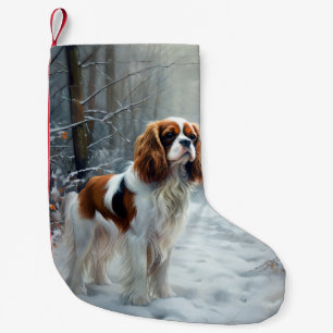 Meia De Natal Pequena Cavalier King Deixe Nevar Natal Escovado 