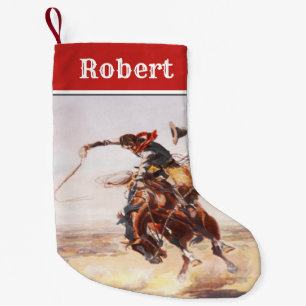 Meia De Natal Pequena Cavalo Bucking ocidental selvagem 2 do vaqueiro