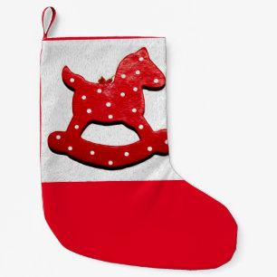 Meia De Natal Pequena Cavalo de balanço vermelho