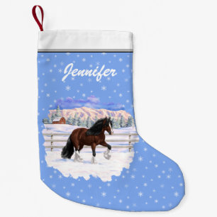 Meia De Natal Pequena Cavalo de Rascunho de Vanner Gypsy Bay Brown em Ne