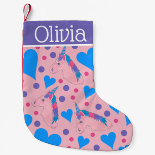 Meia De Natal Pequena Cavalo Mítico do Corno do Corno do Unicórnio Púrpu