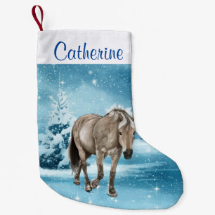 Meia De Natal Pequena Cavalo Na Cena De Inverno - Escória Personalizada