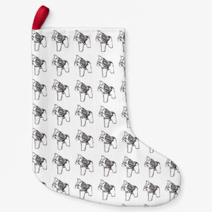 Meia De Natal Pequena Cavalo preto e branco de Dala