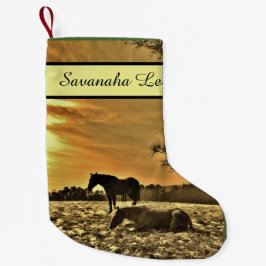 Meia De Natal Pequena Cavalos de Natal Russos na neve Personalizados