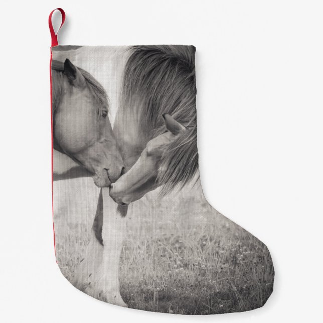 Meia De Natal Pequena Cavalos que beijam a meia do Natal (Frente)