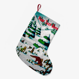 Meia De Natal Pequena cena bonito da neve da raposa e do Natal dos