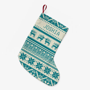 Meia De Natal Pequena Cerceta & camisola feia bege do Natal - seu nome