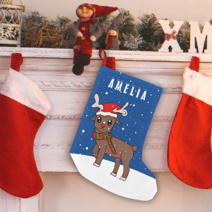 Meia De Natal Pequena Cérebro com Santa Hat Neve Criança de Natal